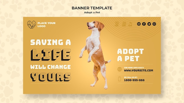 무료 PSD 애완 동물 개념 배너 템플릿을 채택