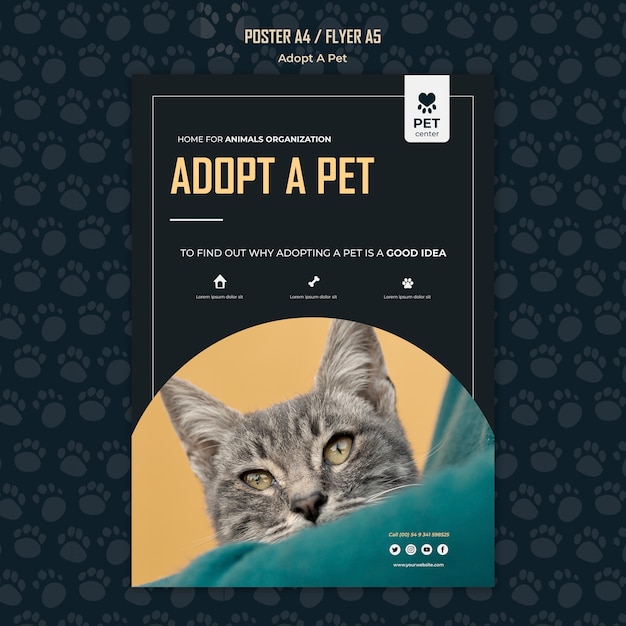무료 PSD 애완 동물 컨셉 포스터 템플릿 채택