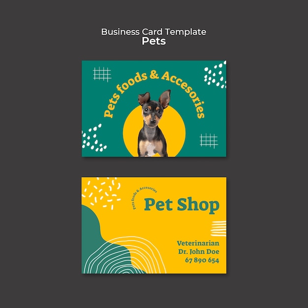 Бесплатный PSD Используйте шаблон горизонтальной визитной карточки для домашних животных