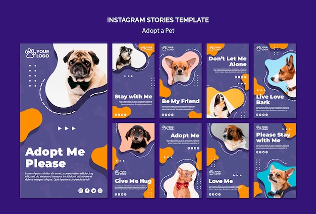 Бесплатный PSD Примите питомца истории instagram