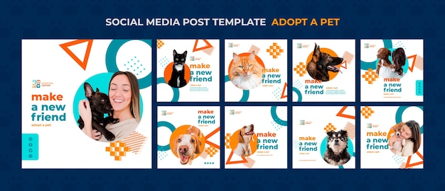 無料PSD ペットのソーシャルメディア投稿を採用する