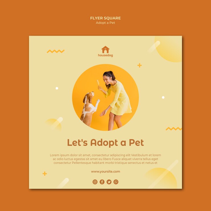 मुफ़्त PSD adopt a dog square flyer template