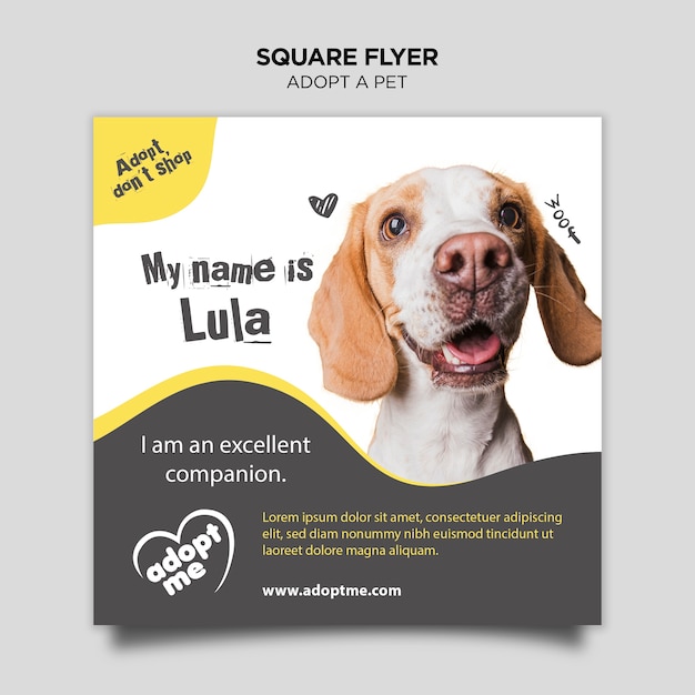 Free PSD adopt a dog square flyer