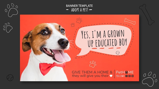 Free PSD adopt a friend banner template with photo of dog