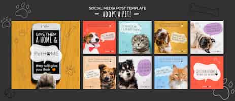 Free PSD adopt a friend social media posts template