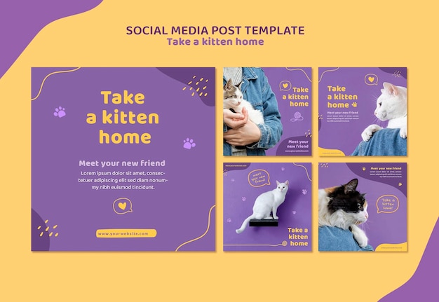 Free PSD adopt a kitten social media post template