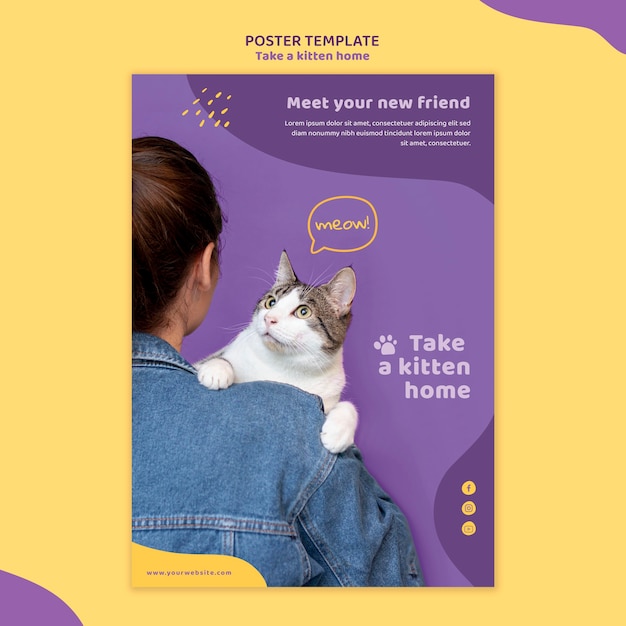 Free PSD adopt a kitten template poster