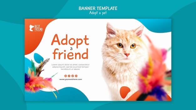 Adopt a kitty fluffy friend banner template