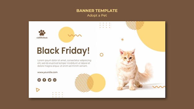 PSD gratuito adotta un modello di stile banner per animali domestici