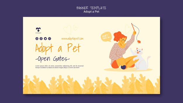 Adopt a pet banner template design