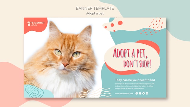 PSD gratuito adotta uno stile modello banner per animali domestici