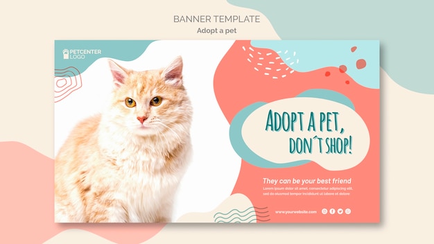 Adopt a pet banner template with cat