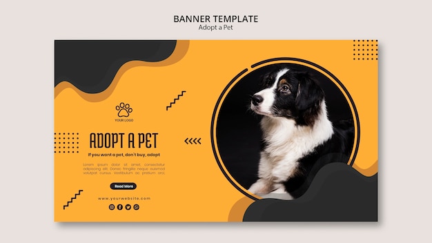 Adopt a pet border collie dog banner template