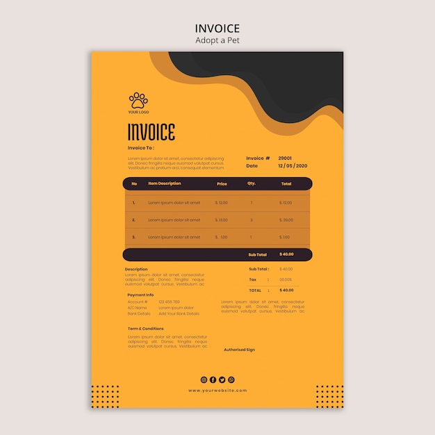 Border Collie Dog Invoice Template – Free PSD Download