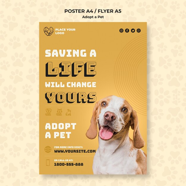 Adopt a pet concept flyer template