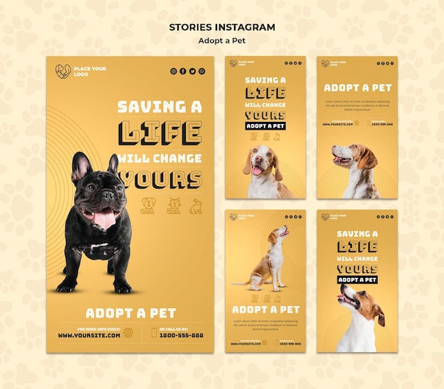 Adopt a pet concept instagram stories template