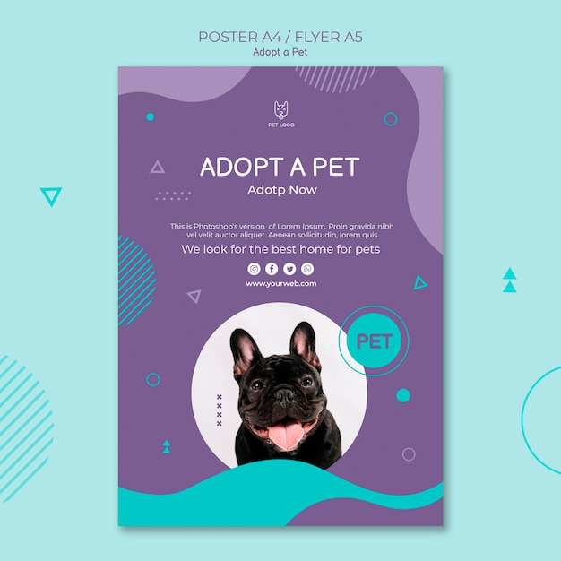 Adopt a pet concept square poster design