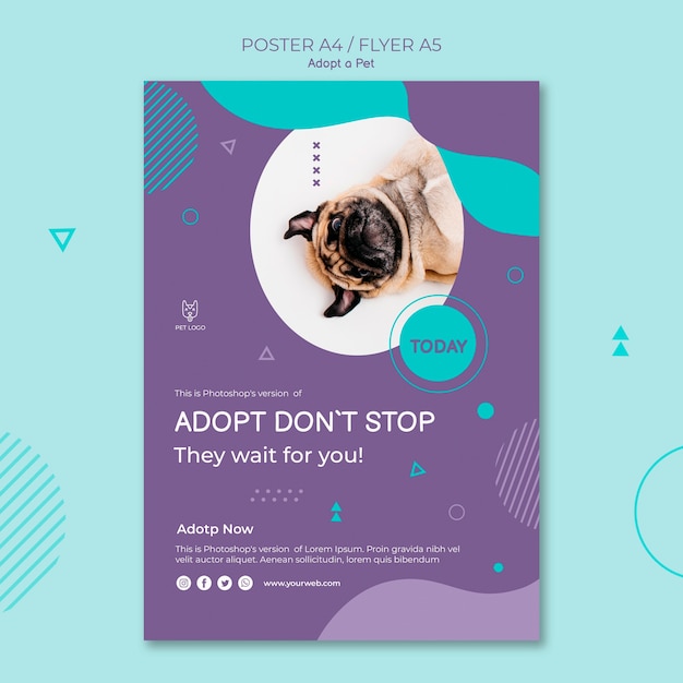 Adopt a pet concept square poster style