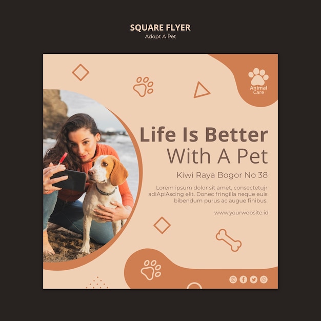 Free PSD adopt pet flyer template design