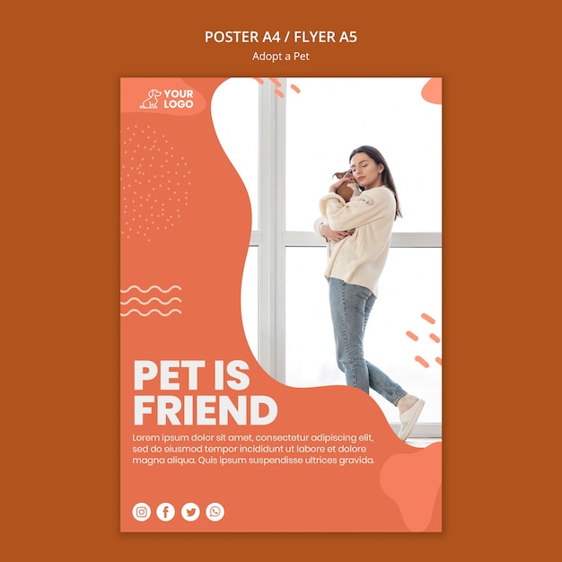 Adopt a pet flyer template design