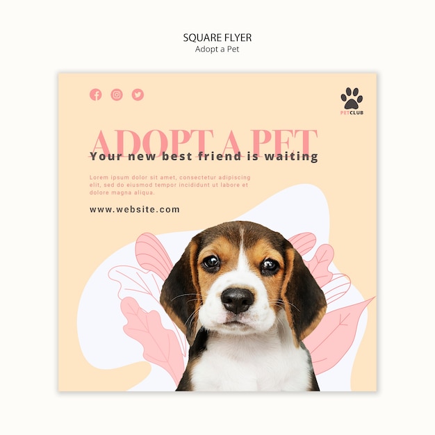 Adopt pet flyer template theme