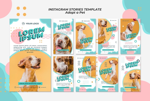 Adotta il modello di storie di instagram per animali domestici