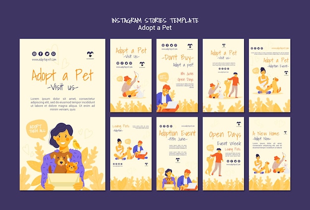 Free PSD adopt a pet instagram stories