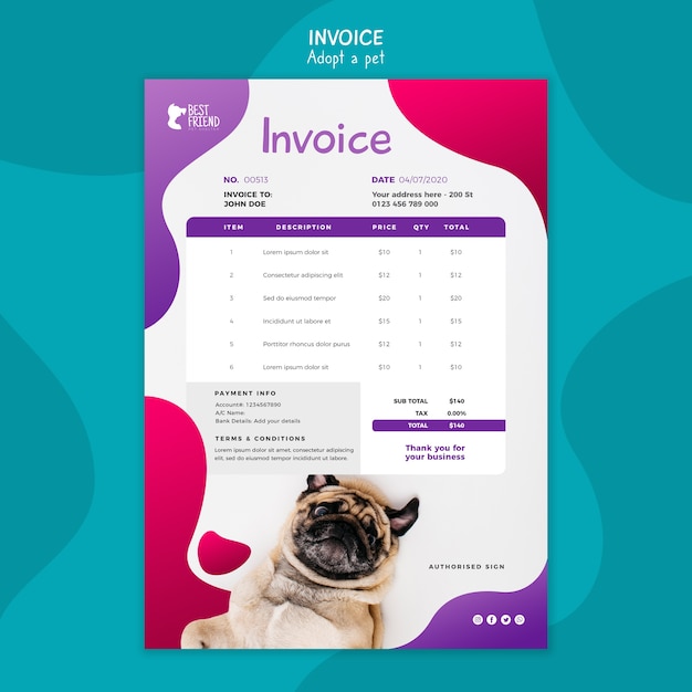 Adopt a pet invoice template