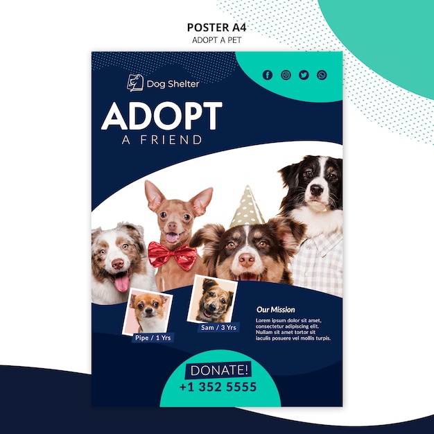 Adopt a pet poster template