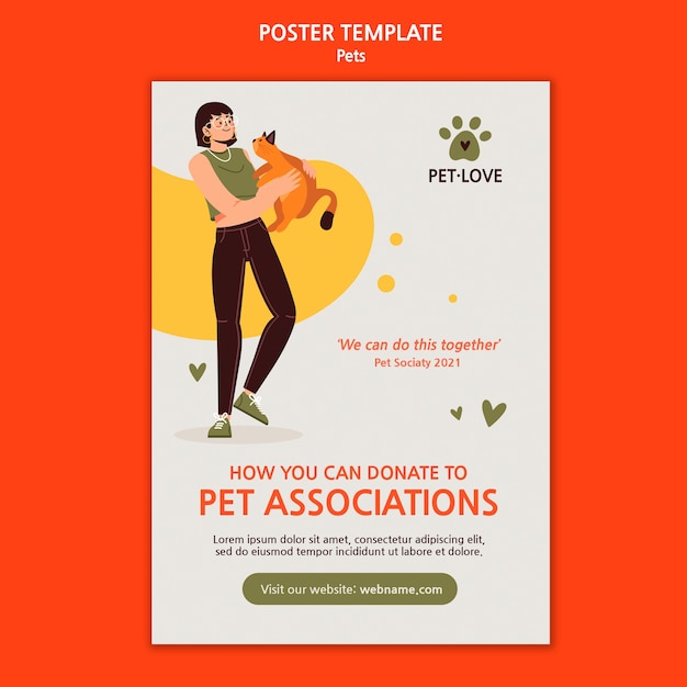 PSD gratuito adotta un modello di poster per animali domestici