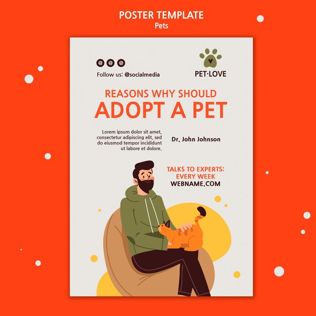 PSD gratuito adotta un modello di poster per animali domestici