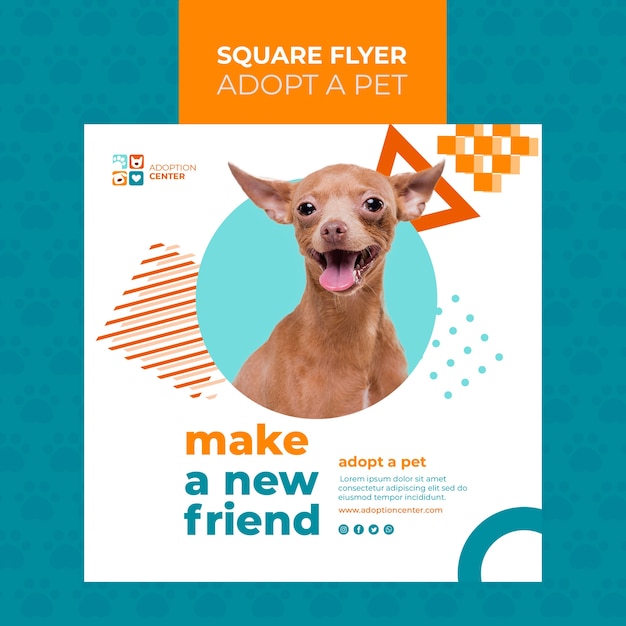 Adopt a pet square flyer template