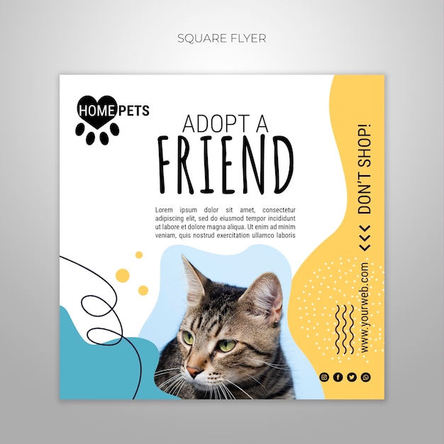 Free PSD adopt a pet square flyer template