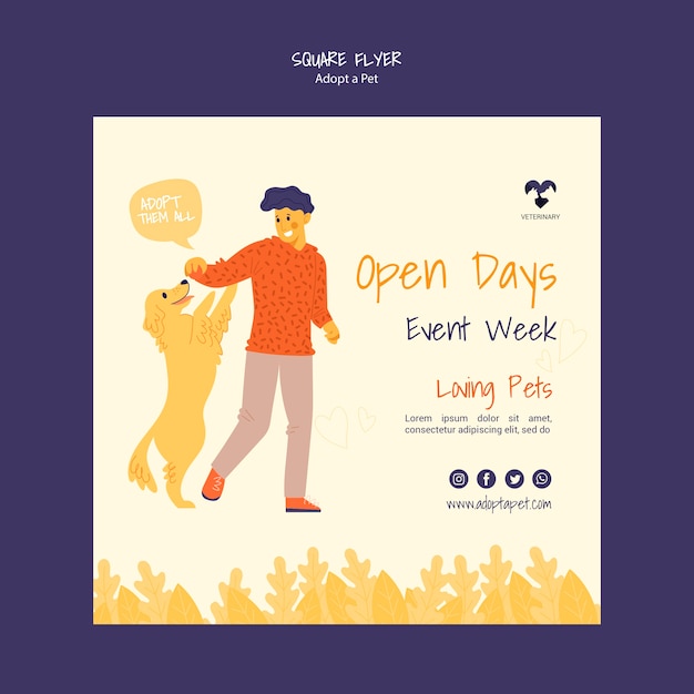 Adopt a pet square flyer template