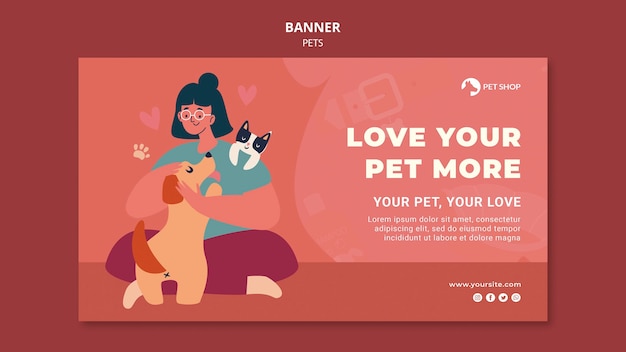 PSD gratuito adotta il modello di banner per animali domestici