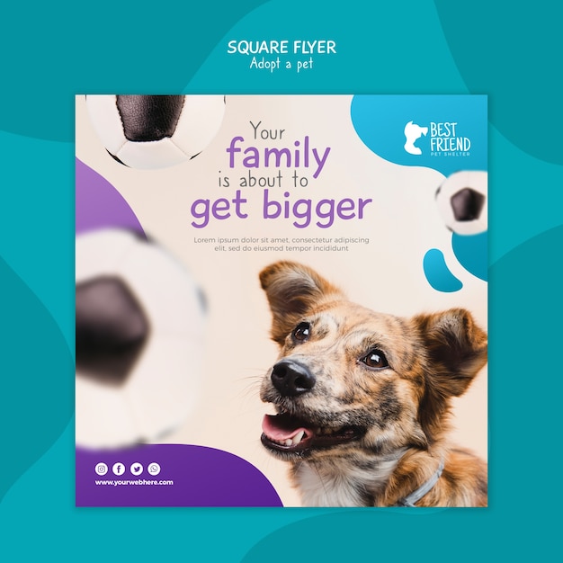 Free PSD adopt your best friend square flyer