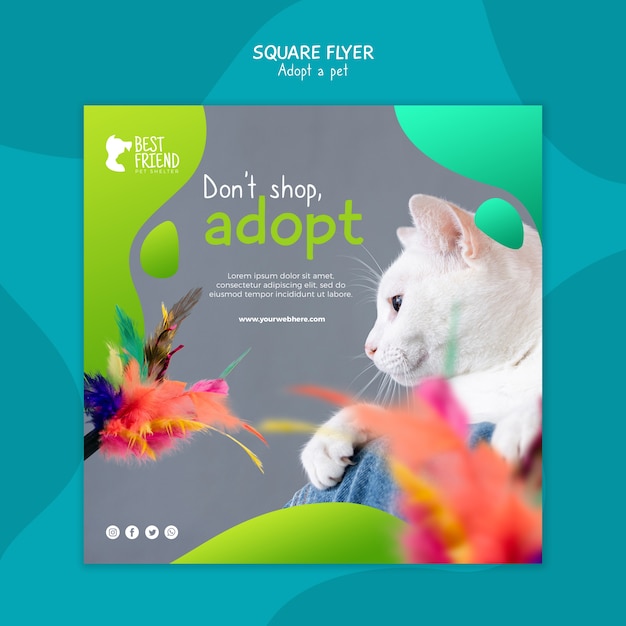 Adopt your pet cat square flyer