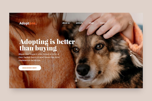 Adoption landing page template