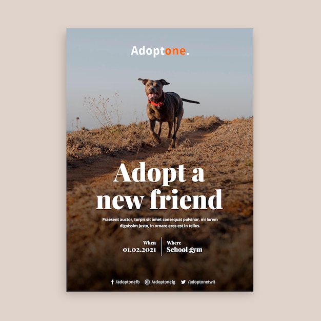 Free PSD adoption poster template with photo