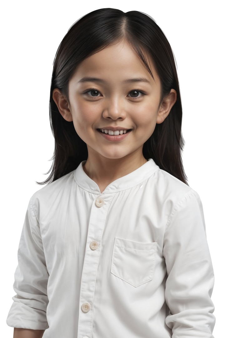 無料PSD 可愛いアジアの子供がポーズをとっている