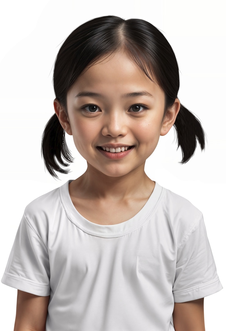 無料PSD 可愛いアジアの子供がポーズをとっている