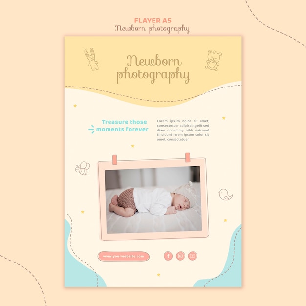 Adorable Newborn Flyer Stationery Template | Free PSD Download