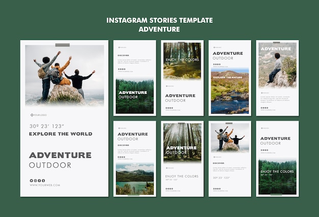 PSD gratuito modello di storie di instagram di avventura