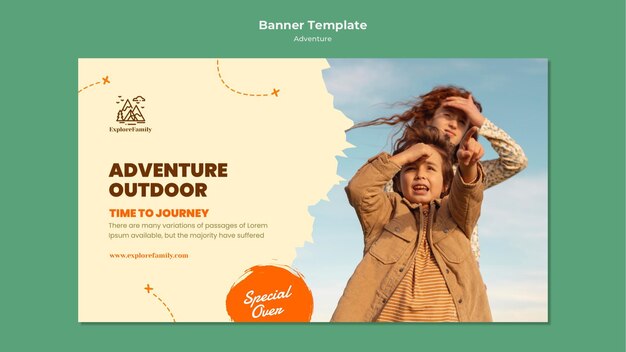 Adventure outdoors children banner template