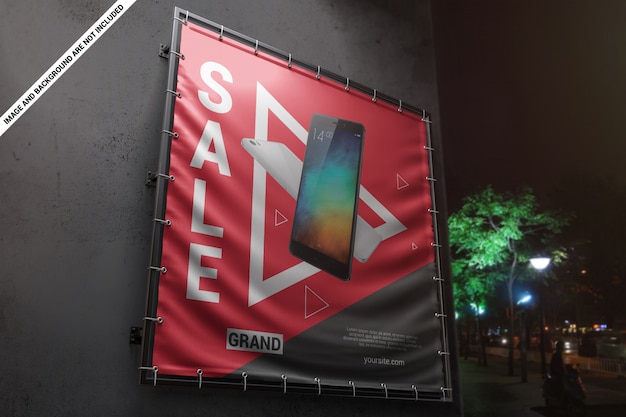 Download Free Premium Psd Outdoor Vinyl Banner Mockup PSD Mockup Template