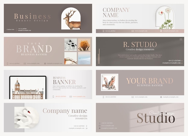 Free PSD aesthetic business banner psd editable design in minimal for art company collection