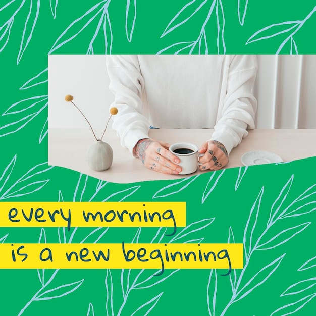 Free PSD aesthetic floral editable template psd social media post with motivational quote and photo 