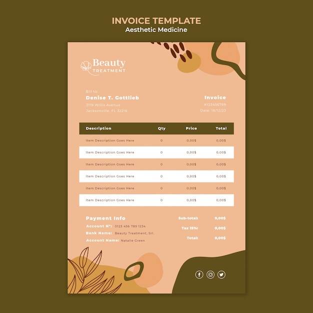 Aesthetic medicine invoice template