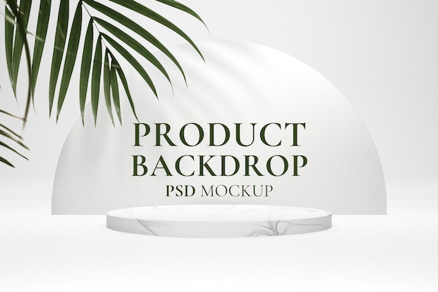 Psd макет эстетического продукта с тенью листа в белом минималистском стиле