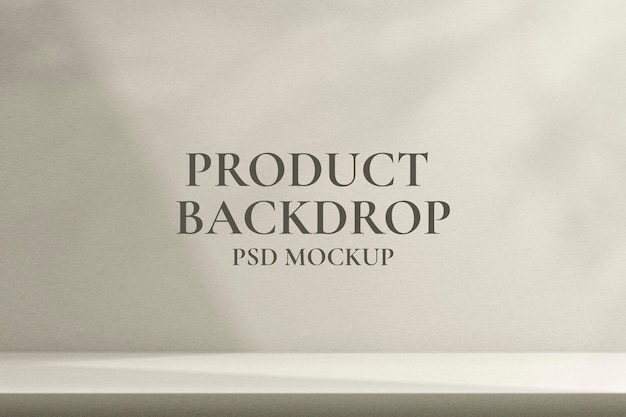 Aesthetic product backdrop mockup psd with leaf shadow in white minimal style